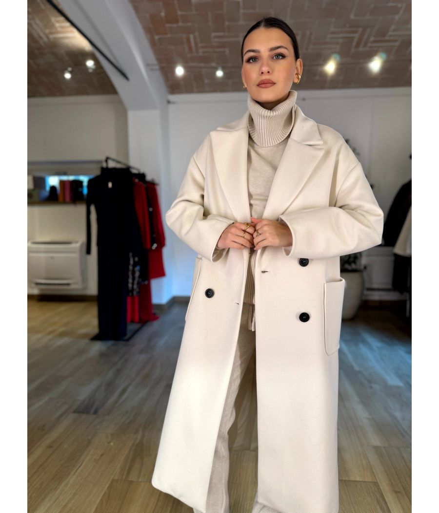 Cappotto doppiopetto Panna