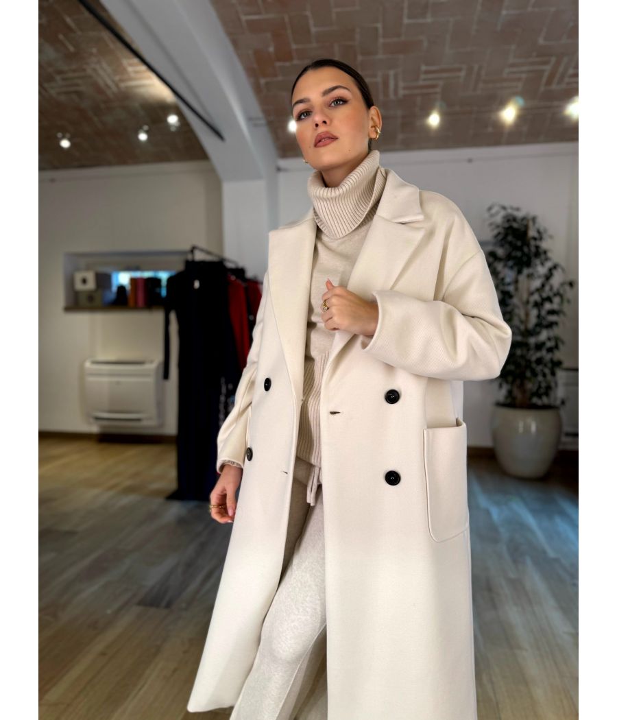 Cappotto doppiopetto Panna