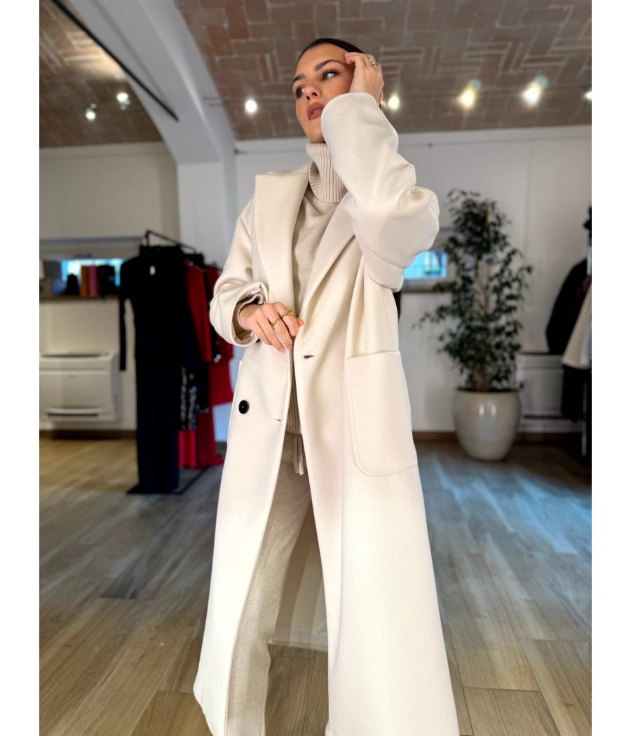 Cappotto doppiopetto Panna