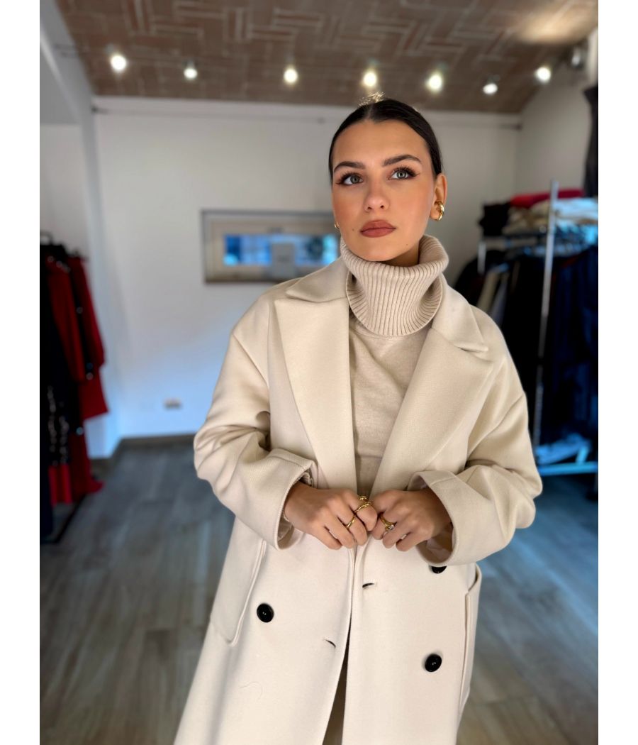 Cappotto doppiopetto Panna