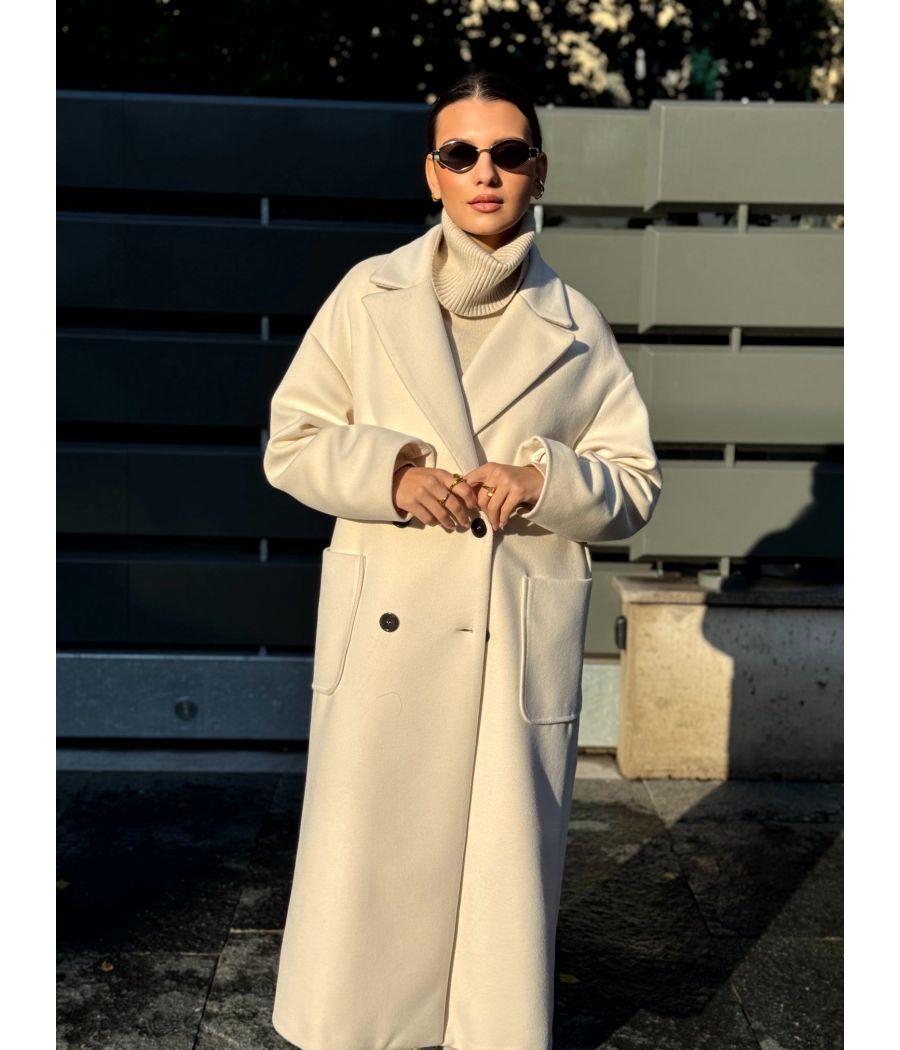 Cappotto doppiopetto Panna