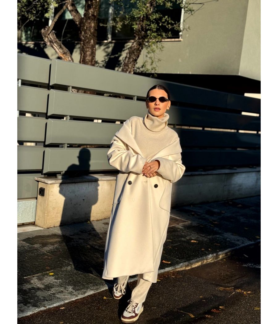 Cappotto doppiopetto Panna