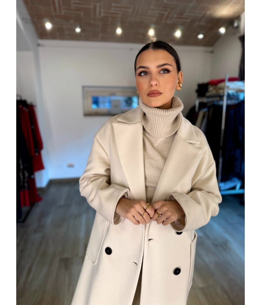 Cappotto doppiopetto Panna