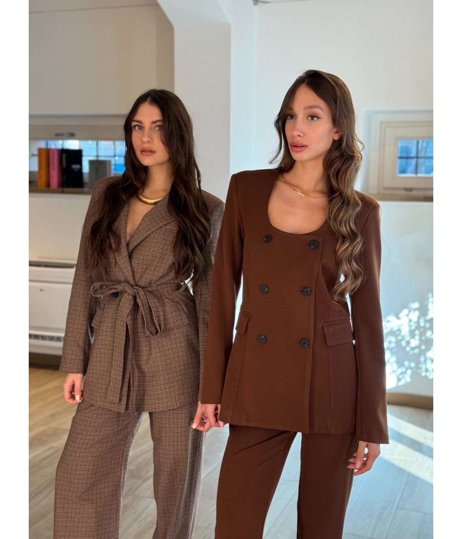 Tailleur Giacca nodo Check